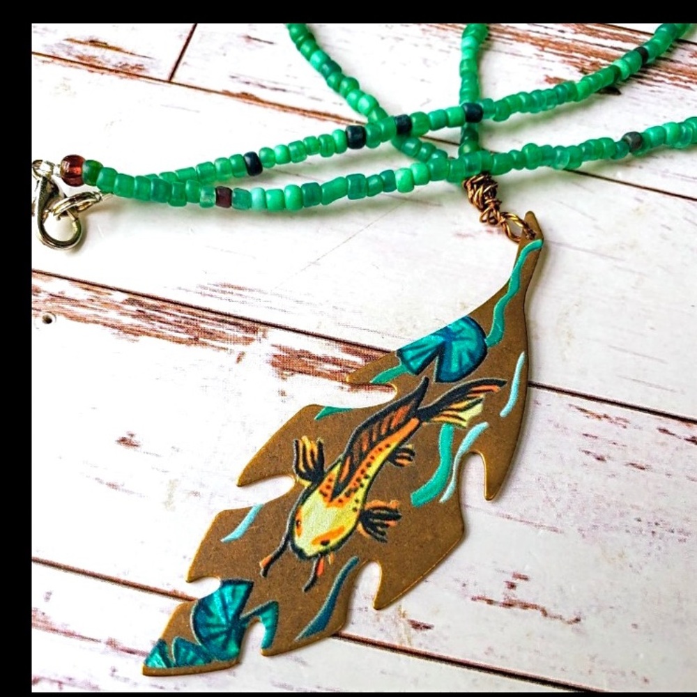 Beaded Goldfish Pond Pendant